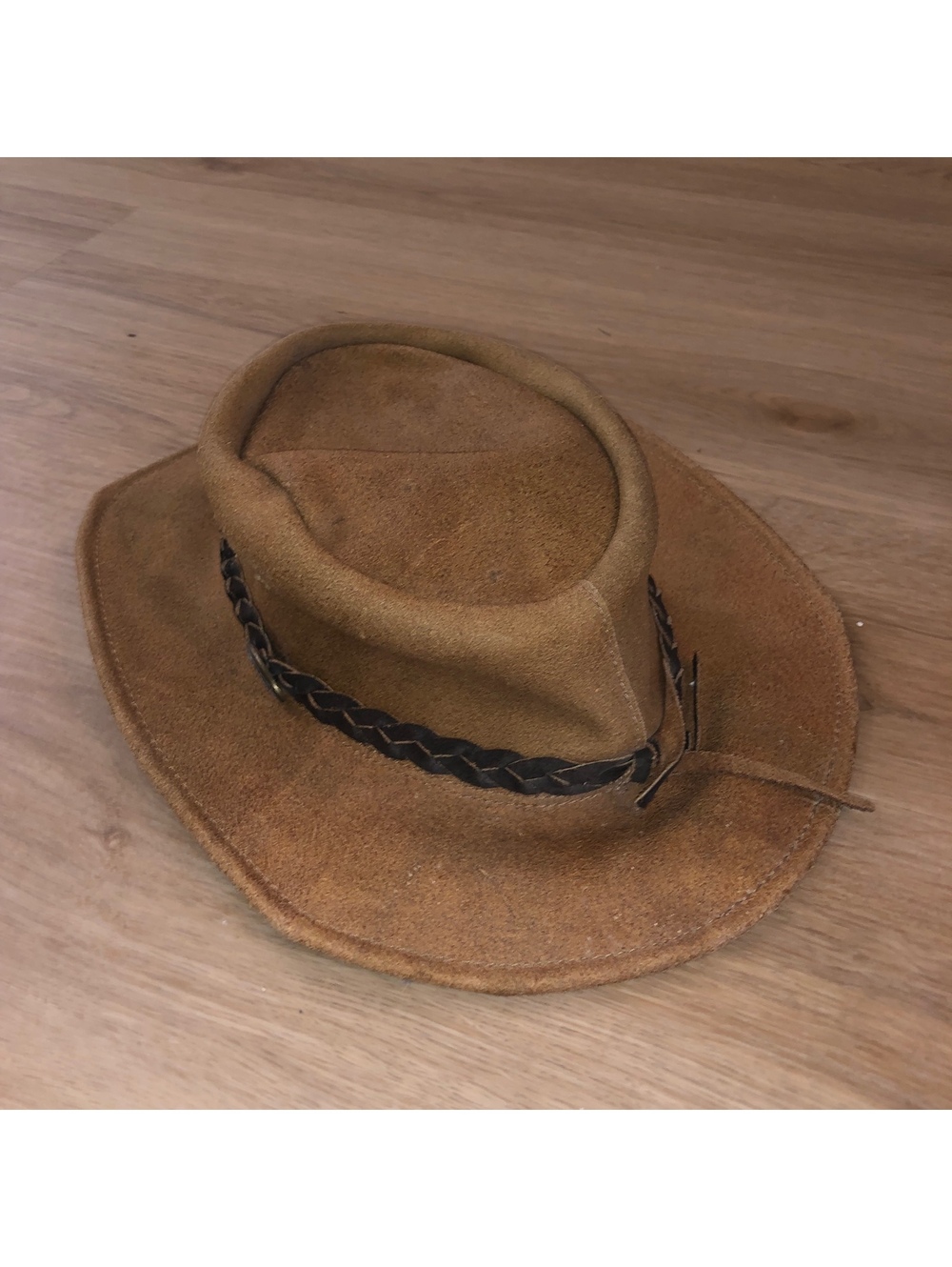 JACARU SWAGMAN AUSTRALIA LEATHER SUEDE BROWN COWBOY WESTERN BUSHMAN HAT BROWN L